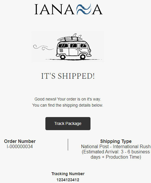 Shipping Confirmation Email - IANASSA