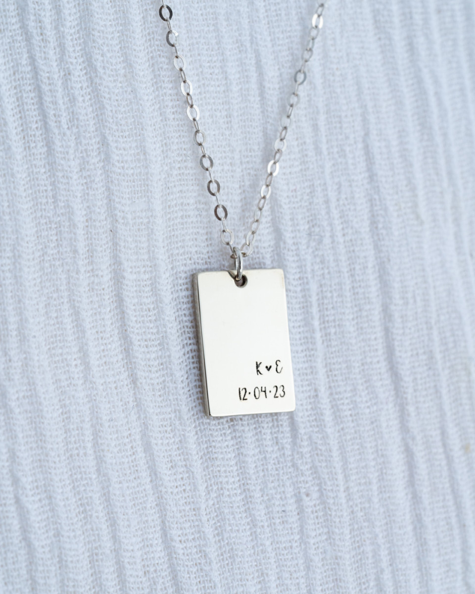 Personalized Rectangle Necklace Greek