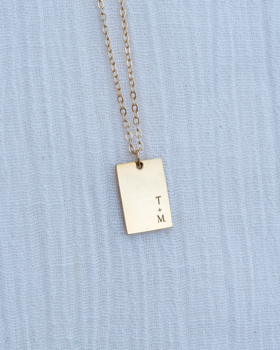 Personalized Rectangle Necklace Greek