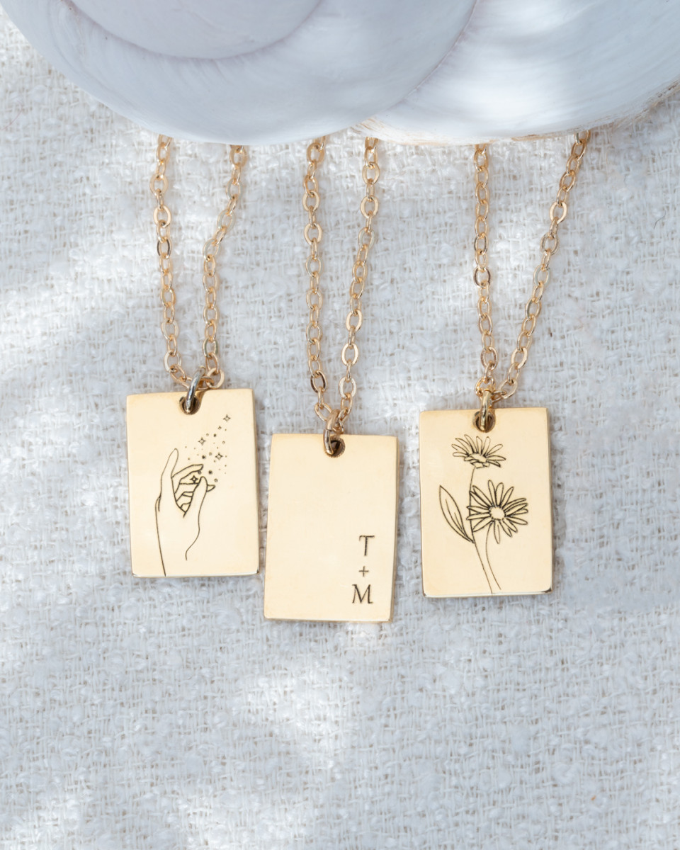 Personalized Rectangle Necklace Greek