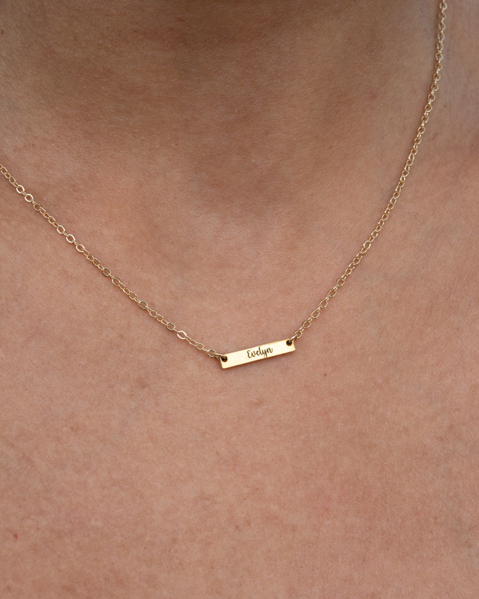 Personalized Tiny Bar Necklace