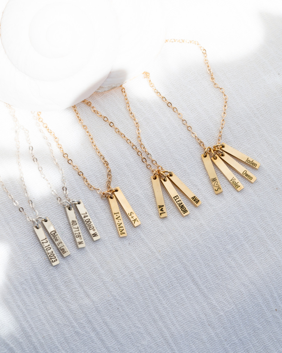 Personalized Vertical Bar Necklace - 3x16
