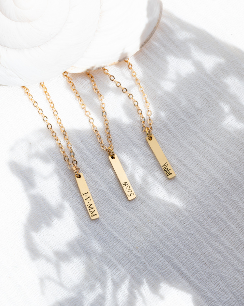 Personalized Vertical Bar Necklace - 3x16