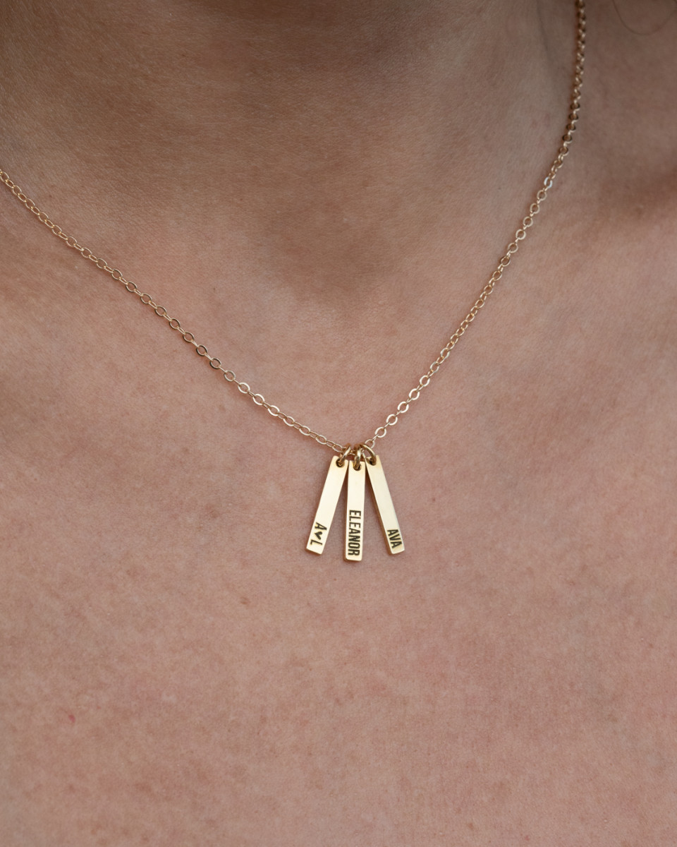 Personalized Vertical Bar Necklace - 3x16