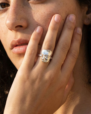 Ασημένιο ρυθμιζόμενο δαχτυλίδι προσωπο