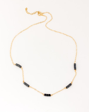 Collier Choker Plaqué Or Noir