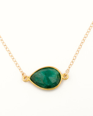 Collier Émeraude Plaqué Or