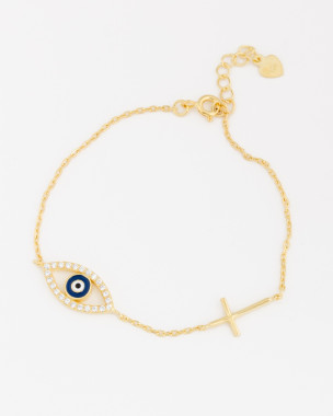14k Gold Vermeil Kreuzarmband Auge