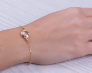 14k Gold Filled Geburtssteinarmband Quartz