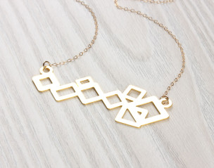 14k Gold Quadrat Halskette