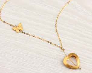 Collier cœur plaqué or long