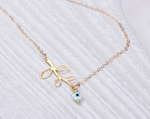 14k Gold Blattanhänger Halskette