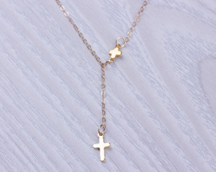 Collier Lariat Plaqué Or Croix