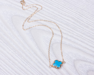 Collier Long Plaqué Or Turquoise