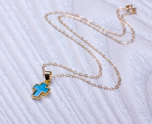 14k Gold Filled Türkis Kreuzkette