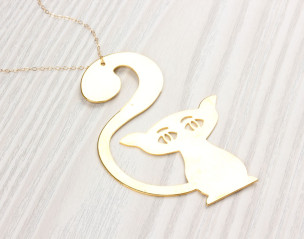 Collier Plaqué Or Chat Extra-long