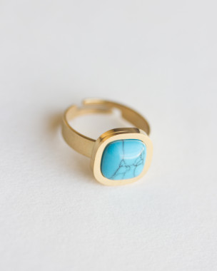 Bague Plaqué Or Turquoise Puffy