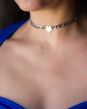 Collier Cœur Chunky Argent