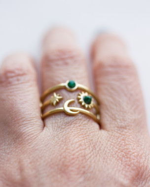 Gold Boho Ring Sonne Mond