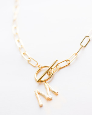 Gold Paperclip Initial Halskette