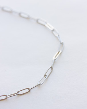 Ασημένιο Κολιέ Αλυσίδα Paperclip