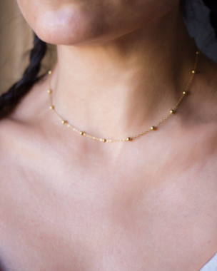 Collar cadena satélite oro