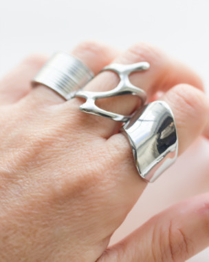 Anello Argento Astratto Chunky