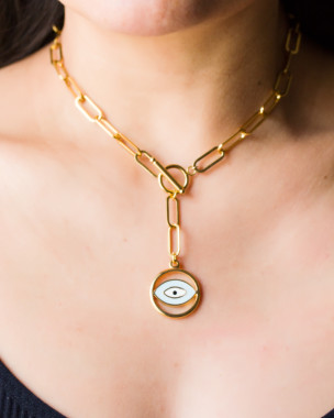 Collier Oeil Porte-Bonheur Plaqué Or