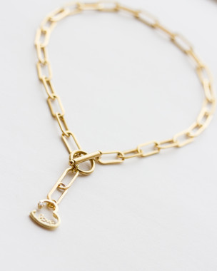 14k Goldvermeil Herz Toggle Kette