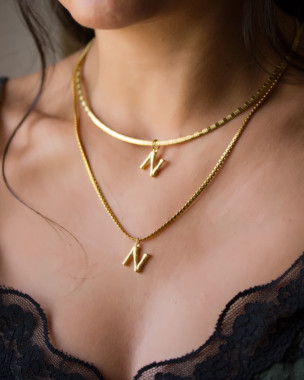 Collar Inicial N Oro Boho