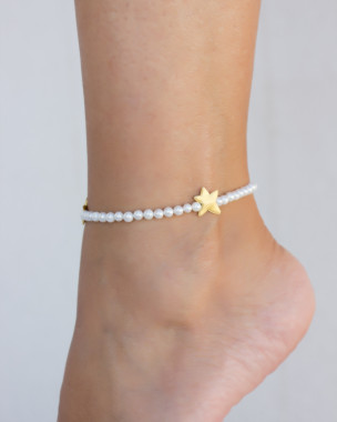 14k Goldvermeil Perlenfußkette