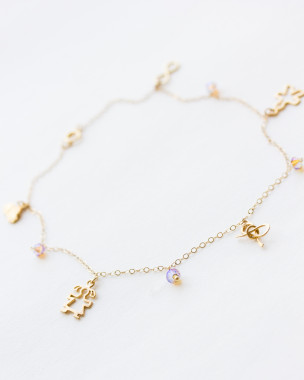 Tobillera oro 14k amuletos