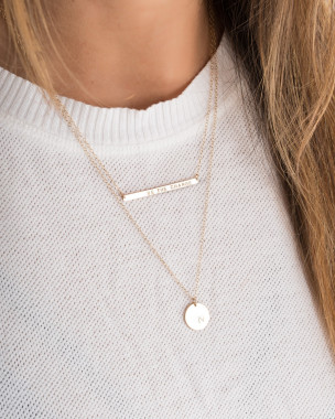 Collar barra personalizado oro 14k
