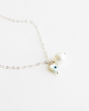 Tobillera Plata Ojo Turco Perla