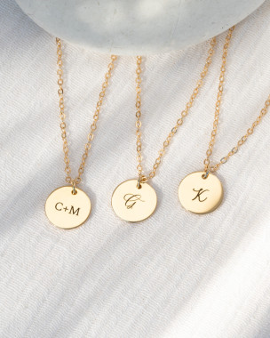 Initial Disk Necklace - 13mm