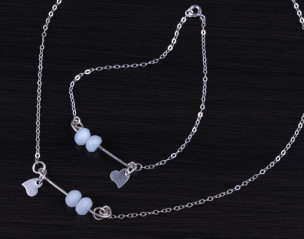 Bracelet Argent Cœur Aigue-marine