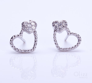 Sterlingsilber Herz Ohrstecker