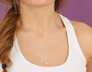 Sterlingsilber Perlen Lariat Halskette