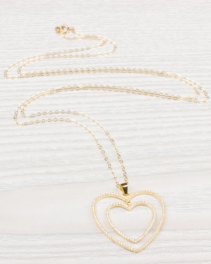 Collier Long Cœur Plaqué Or