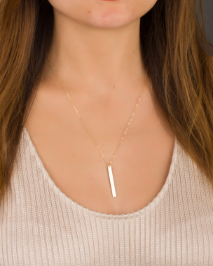 Collier Barre Verticale Plaqué Or